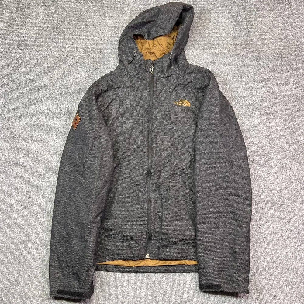 The North Face Jacket Mens Small Gray Hooded Insulated Full Zip Outdoor Hiking